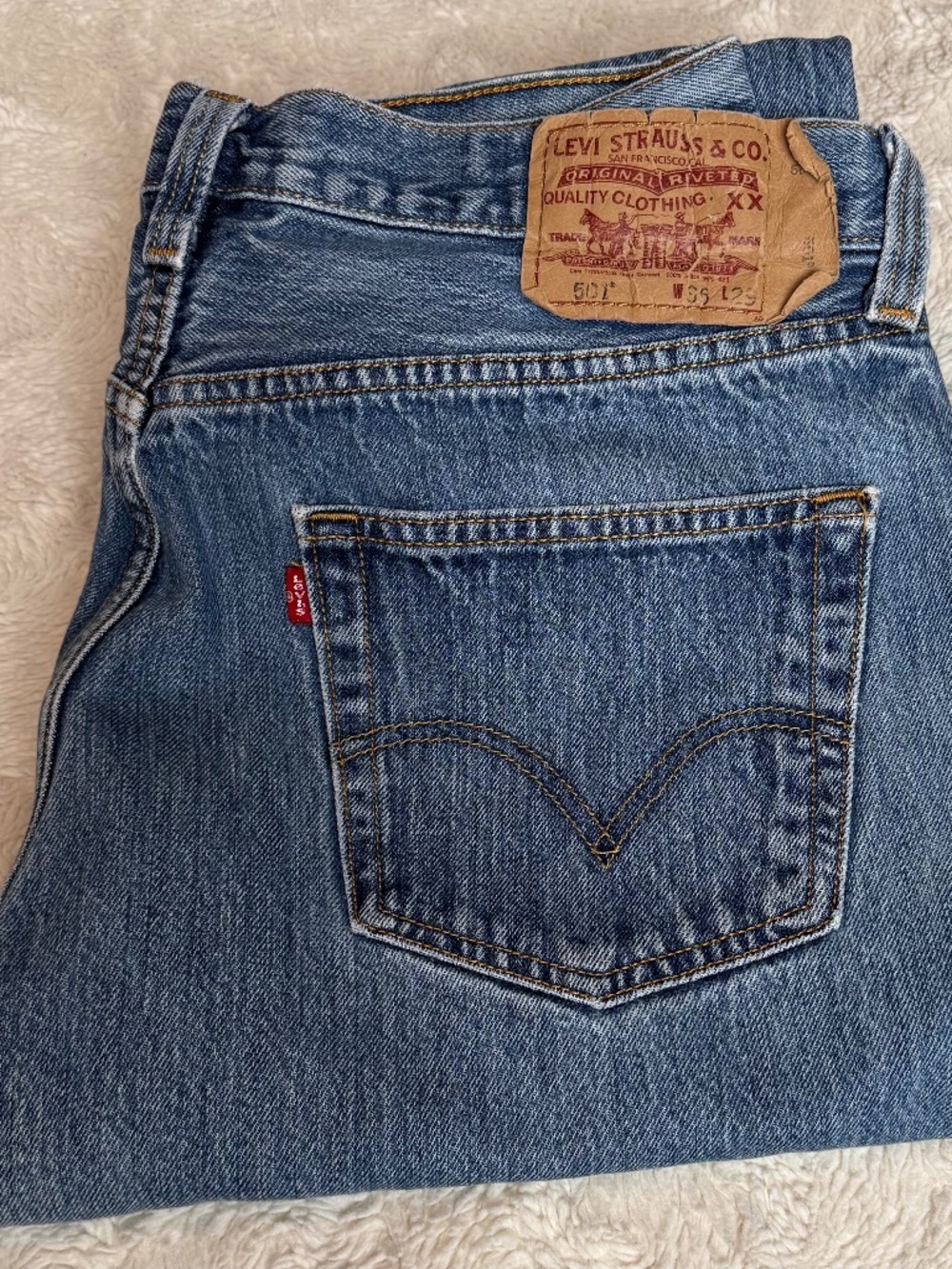 Levi’s 501 Original Button Fly Jeans W36 L29 Light Wash Straight Leg Vintage